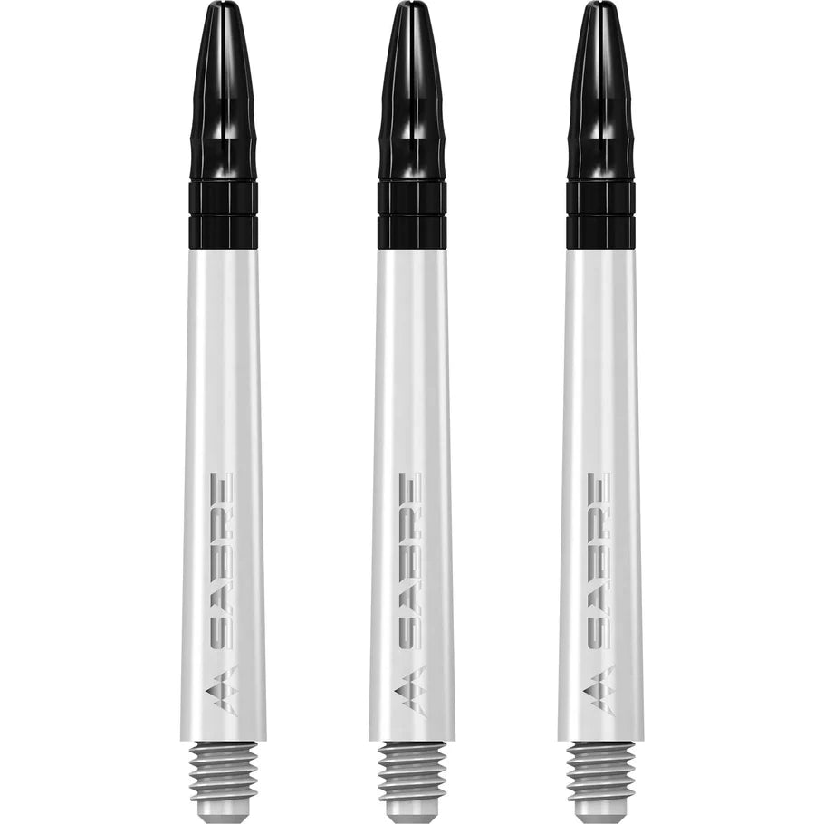 Mission Sabre Shafts - Polycarbonate Dart Stems - White - Black Top - Medium