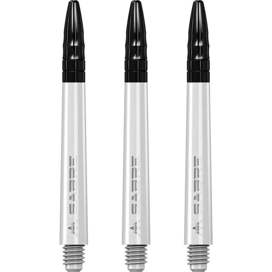 Mission Sabre Shafts - Polycarbonate Dart Stems - White - Black Top - Medium