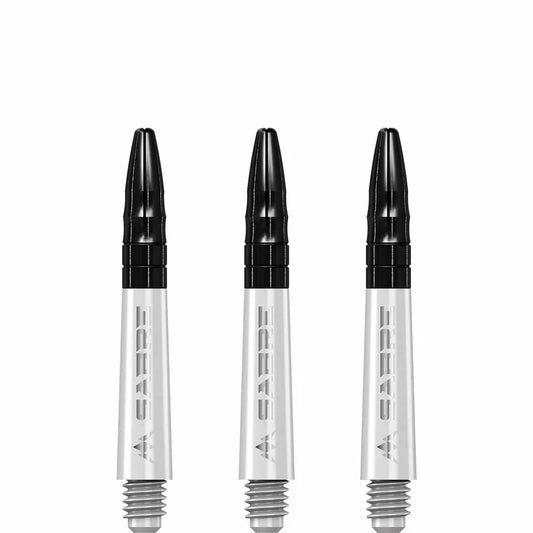 Mission Sabre Shafts - Polycarbonate Dart Stems - White - Black Top - Short