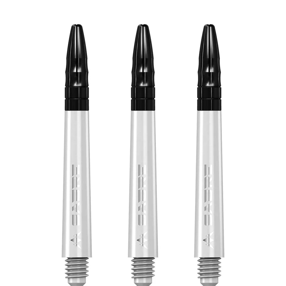 Mission Sabre Shafts - Polycarbonate Dart Stems - White - Black Top - Tweenie Plus