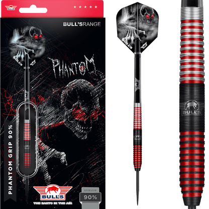 Bull's NL Phantom Grip Red 90% Tungsten 25 gram Steel Tip Dart Set