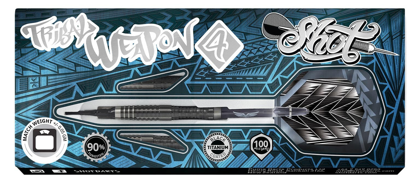 Shot Tribal Weapon 4 Soft Tip Dart Set-90% Tungsten-20gm